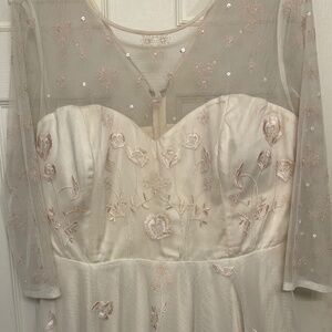 ModCloth embroidered tea length wedding dress